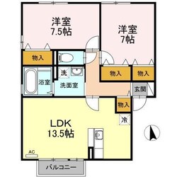 キャトルスクアール本宮Ｃの物件間取画像